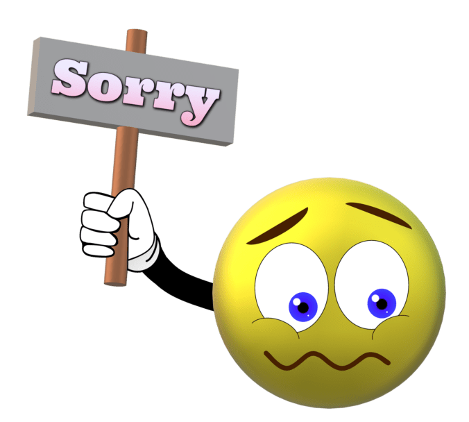 sorry, vergeving